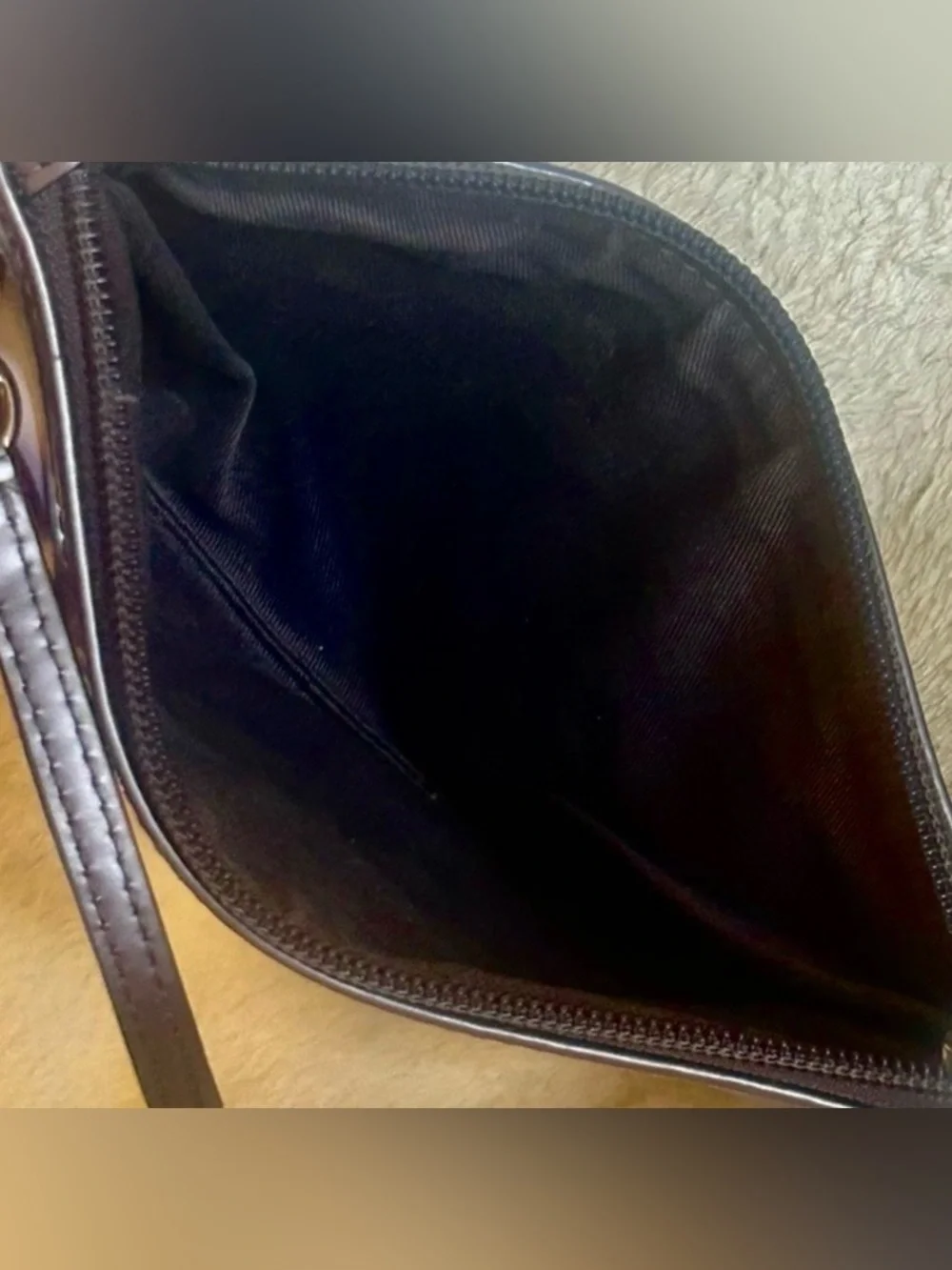 Coach Large Wristlet/Clutch with Creed Patch on Exterior in Metallic Steel Grey